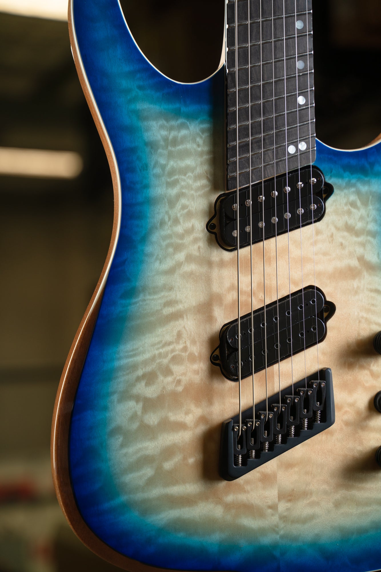 HYPE GTR — RUN 15B BLUE BURST 7 STRING (HARDTAIL) – Ormsby Guitars