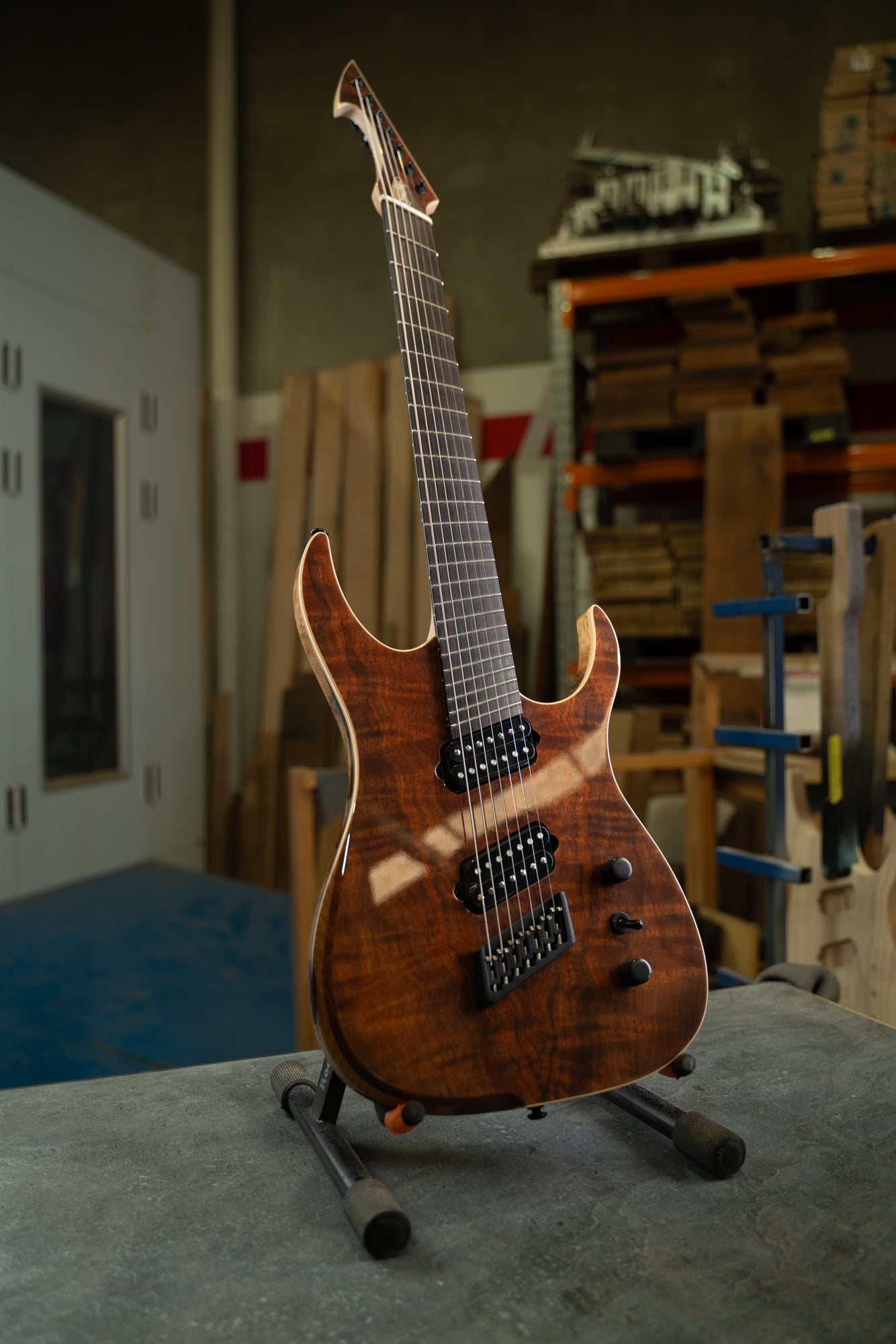 CustomShop - Figured Walnut 7 String Hypemachine – Ormsby Guitars